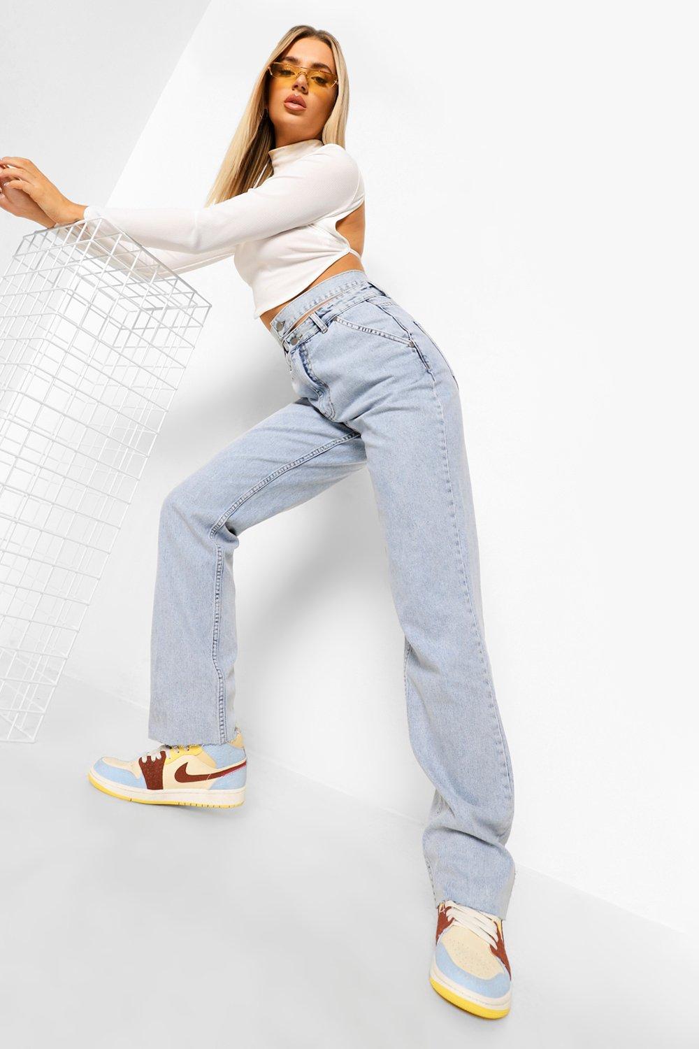 Boohoo straight leg jeans sales